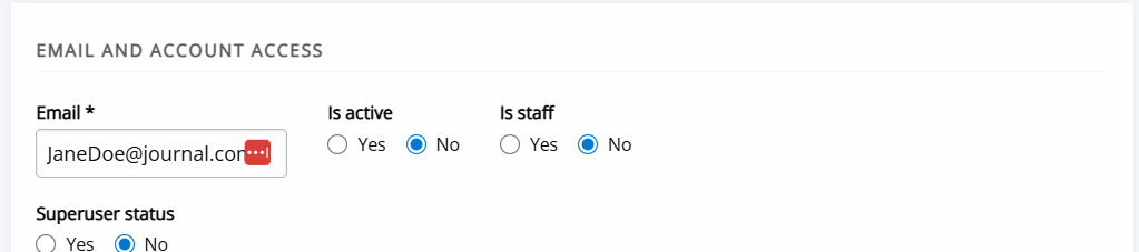 Account activation toggle.