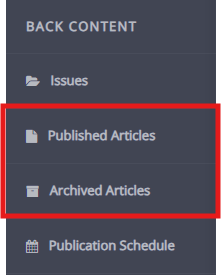 The back content section of the left-hand sidemenu in the Janeway back office.