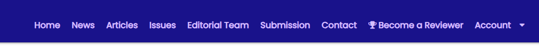 The default Janeway navigation bar, showing links including home, news, articles, essues, and editorial team