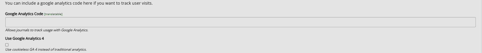 "Google analytics settings"