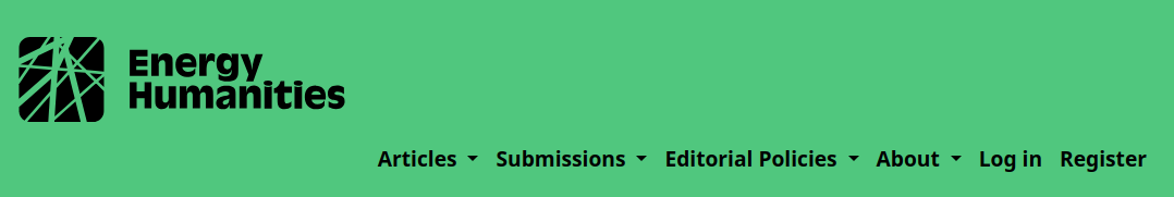 "The site header of Energy Humanities"