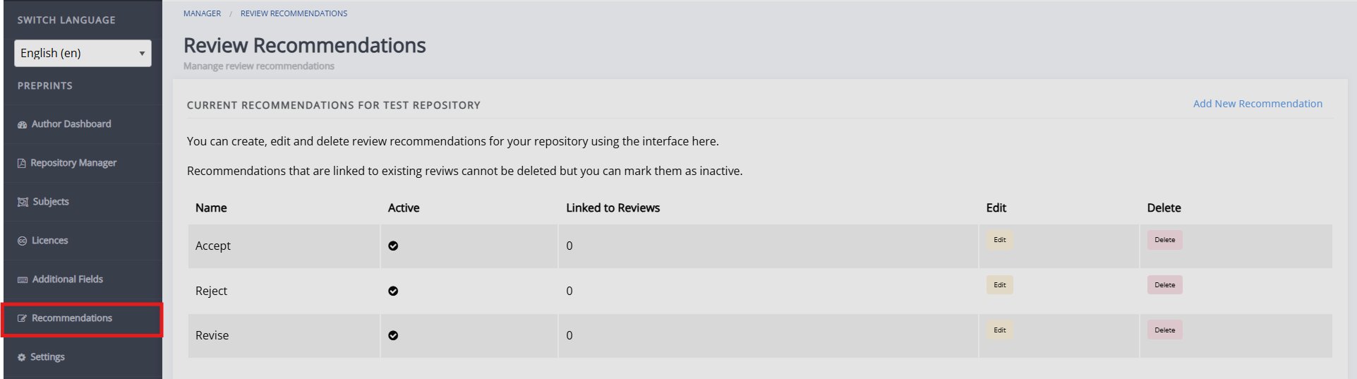 "The recommendations page."