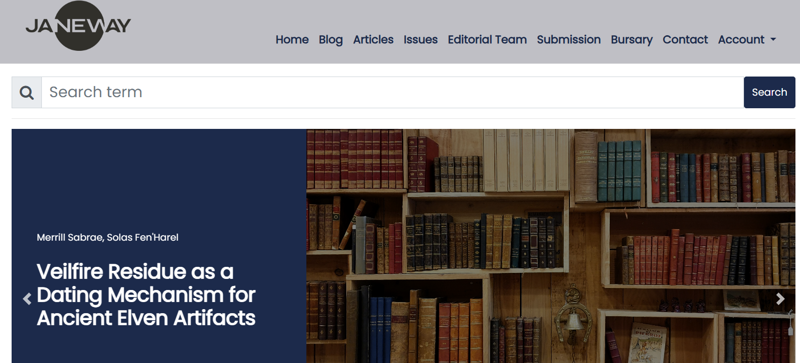 An example of a Janeway website front end