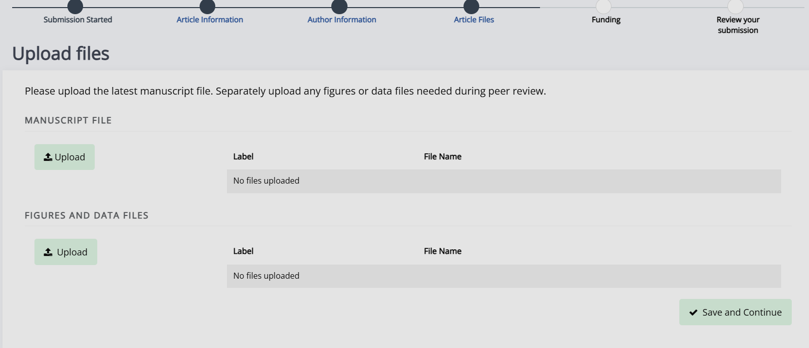 The Article Files page.