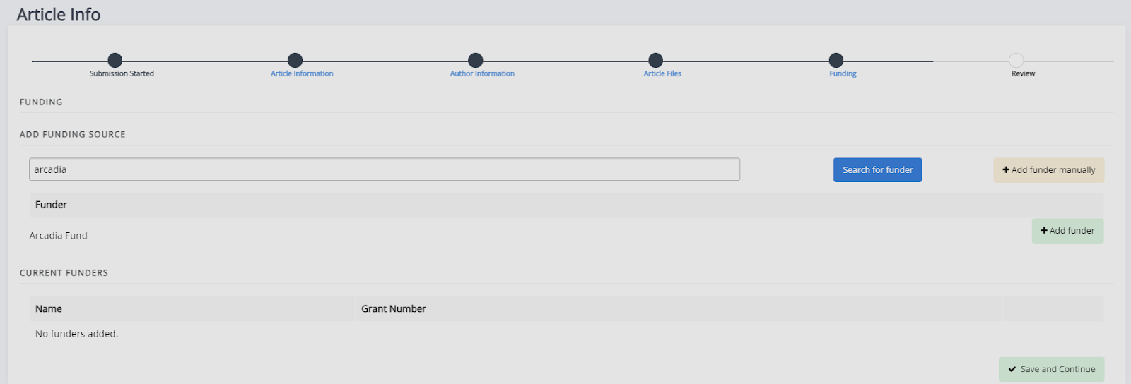 "The funding information page."