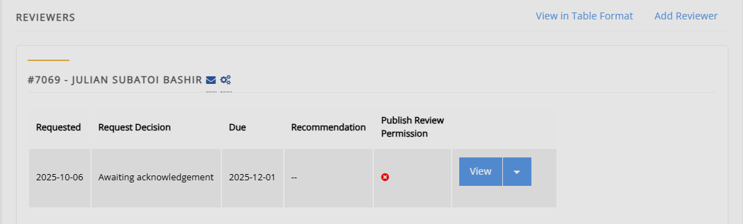 "A review awaiting acknowledgement."