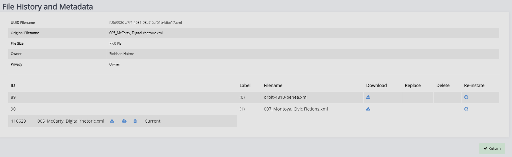"The 'Edit typeset file' page."